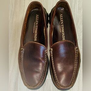 Allen Edmonds Men's Leather Driving Loafers Boulder Venetian Moccasins 7.5D Brwn